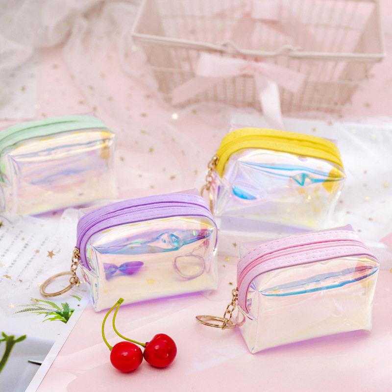 Pvc Transparent Laser Coin Purse Student Can Be Stored Waterproof Mini Coin Keychain Bag
