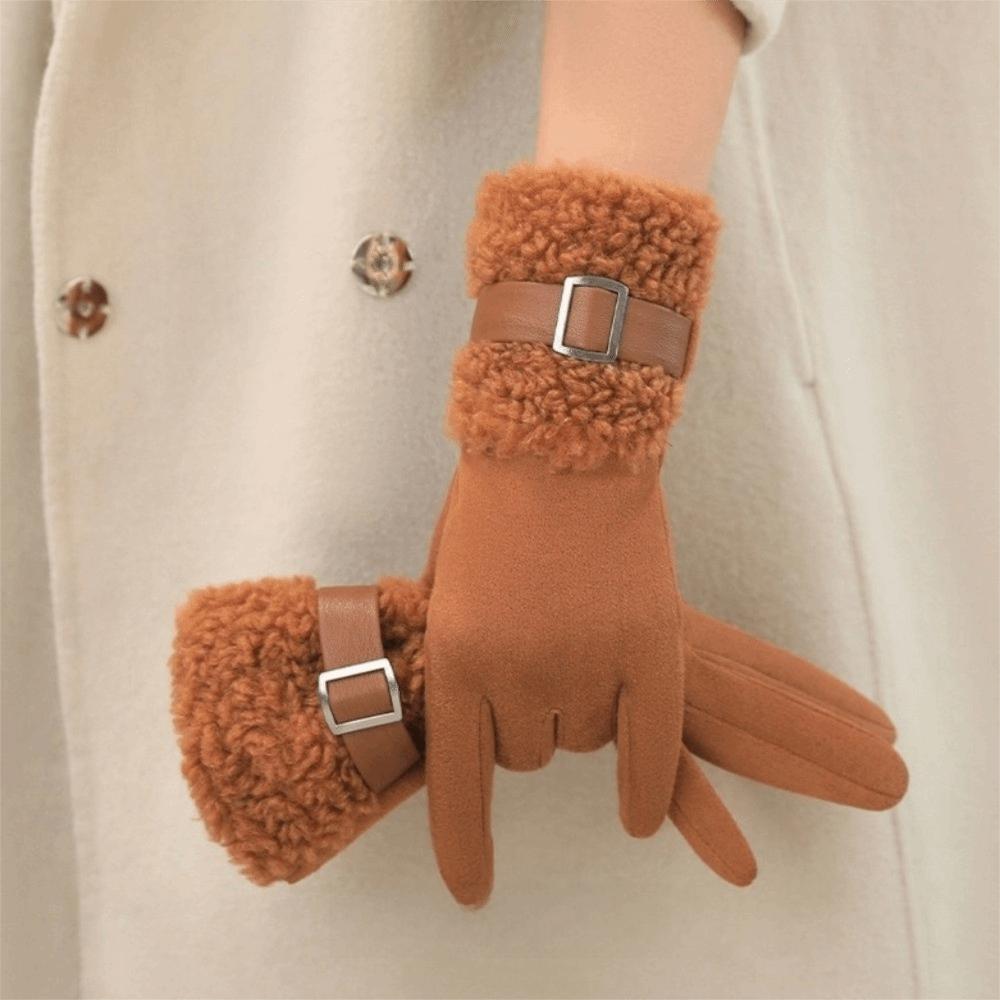 Full Finger Women Suede Gloves Windproof Cycling Mittens Fashion Winter Women's Gloves Girls Gift