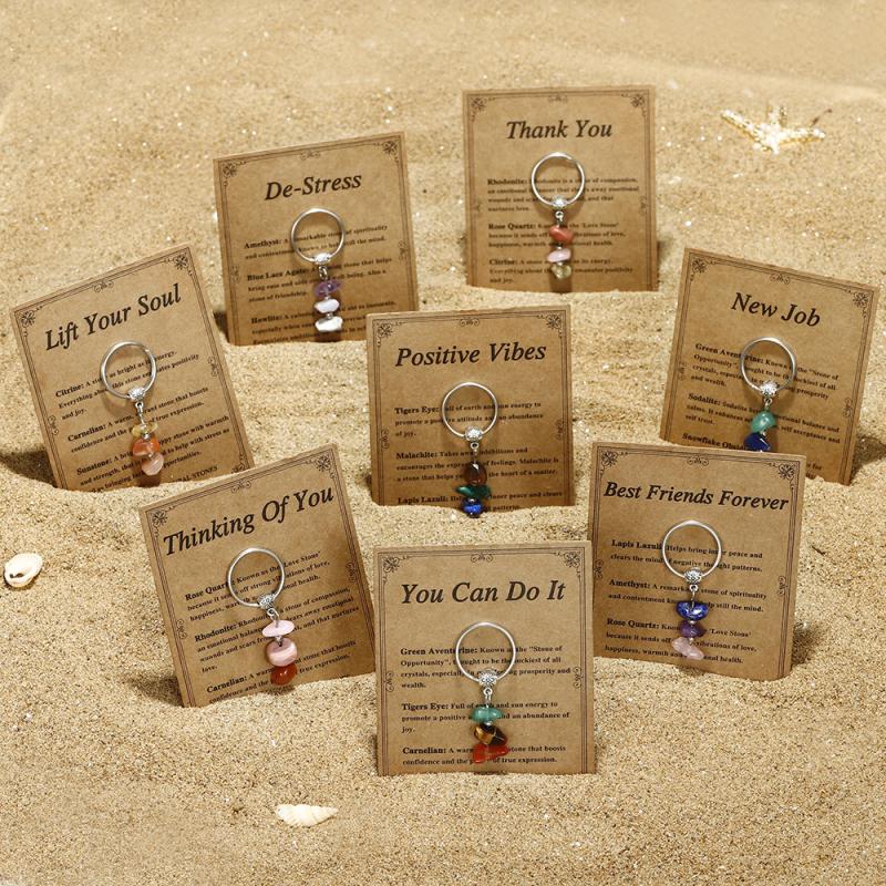 1 Piece Handmade Red Agate Card Combination Pendant Keyring  Natural Stone Beads String Keychain Gifts