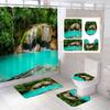 Wasserfall Landschaft Druck Duschvorhang Wald Szenerie Wasserdichte Badezimmer Vorhänge Heimdekoration Rutschfeste Teppiche Duschvorleger Set