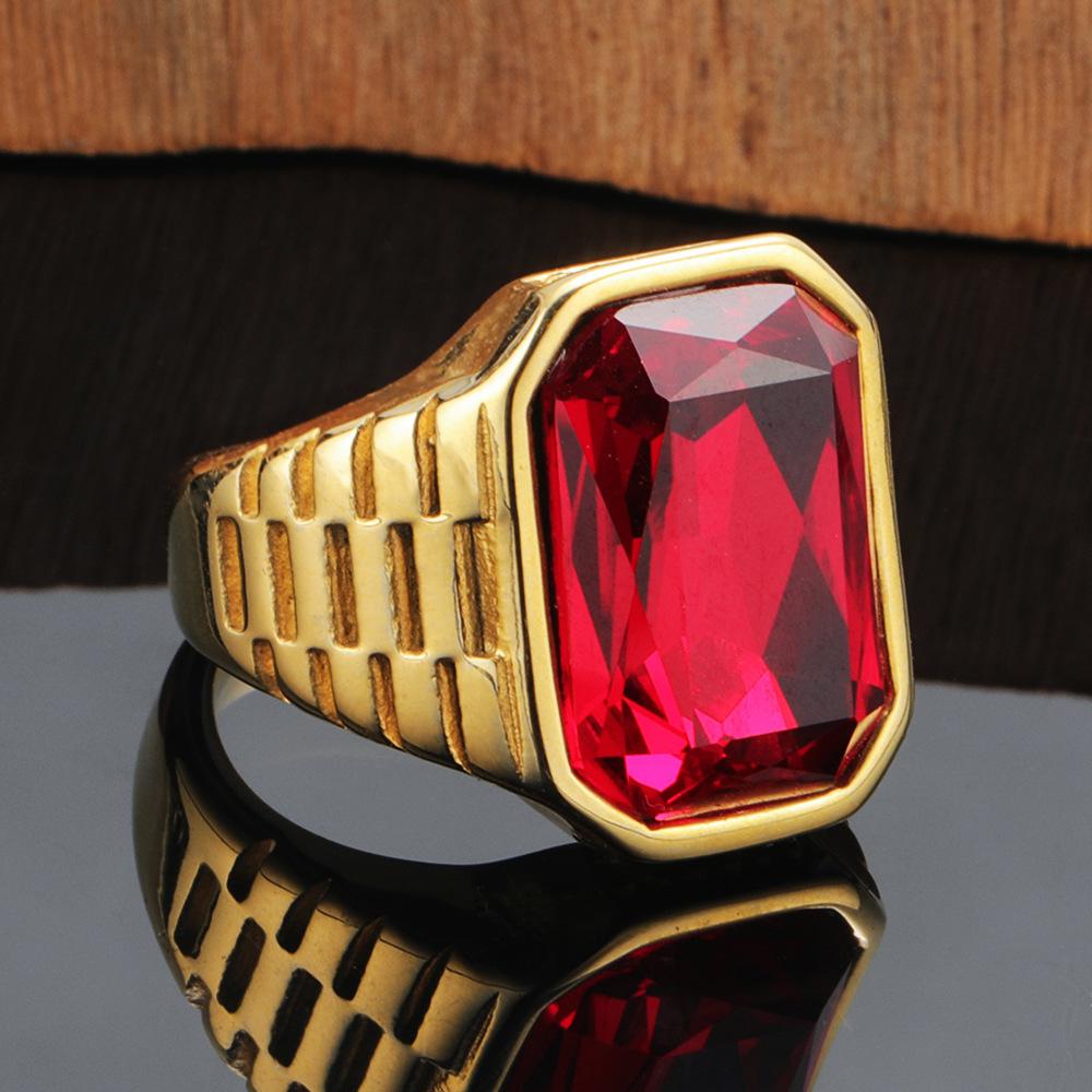 Herren Quadratischer Titanring Minimalistischer Geometrischer Edelsteinschmuck Trendiger Punk Edelstahlring für Herren Modeaccessoires