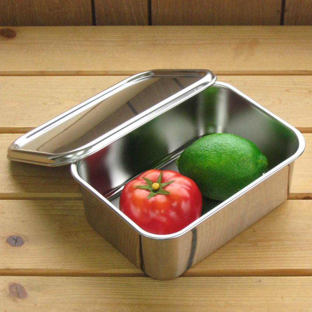 Nagao Deep Container with Square Storage Stainless Size Made In Japan Tsubame-Sanjo Set, 21.1cm, Lid, Container, 18-8 Steel, 3,