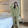Women's Plus Size Comfy & Breathable Pajama Set: Autumn Slimming Round Neck for Indoor/Outdoor Wear