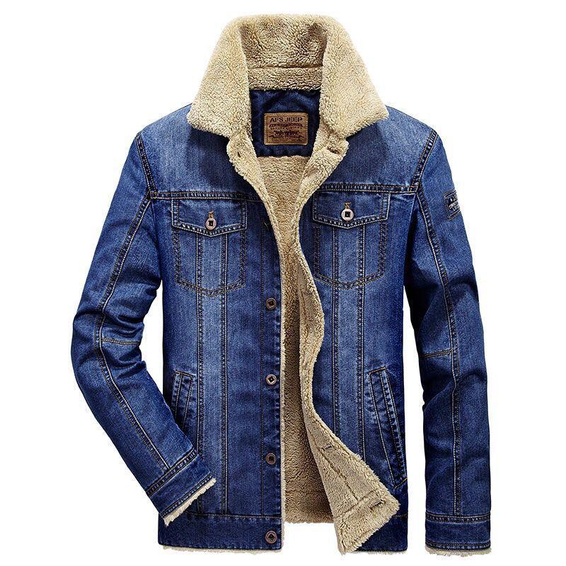 Men Denim Jackets Winter Coats Warm Jeans Jackets Male Casual Blue Denim Jackets  Fashion Jeans Coats