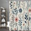 Rustic Style Floral Plant Shower Curtain, Bathroom Decorative Shower Curtain, Waterproof Shower Curtain with Hooks
