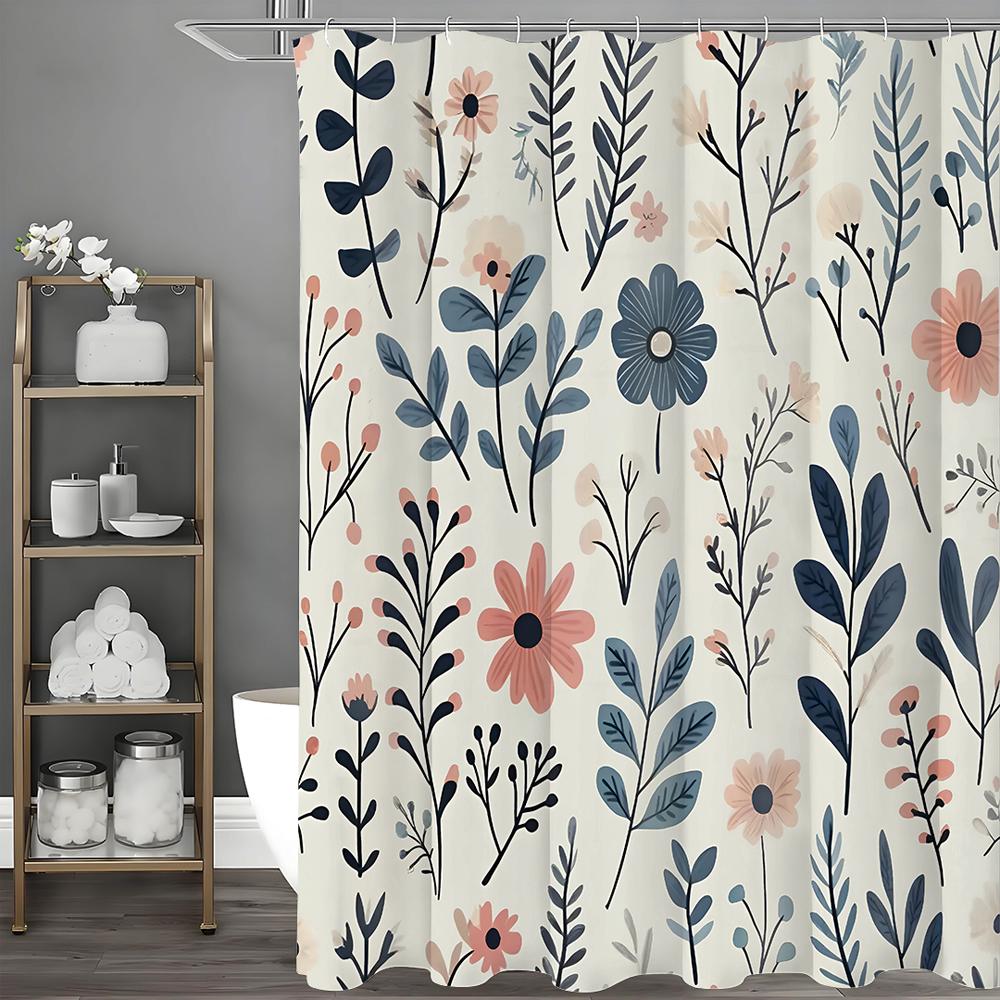 

Деревенский стиль, цветочная занавеска для душа с растениями, декоративная занавеска для душа для ванной комнаты, водонепроницаемая занавеска для душа с крючками 180*180cm