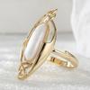 Vintage Inlaid White Stone Women's Ring Ethnic Gold Color Geometry Daily Wear Party Jewelry Anniversary Gift