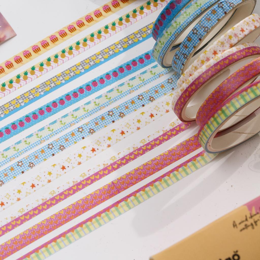 10 Roll Retro Striped Washi Tape Set Masking Tape for Scrapbooking Journal DIY Craft