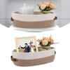 Natural Cotton Rope Oval Storage Basket Featuring Sturdy Leather Handles For Home Use