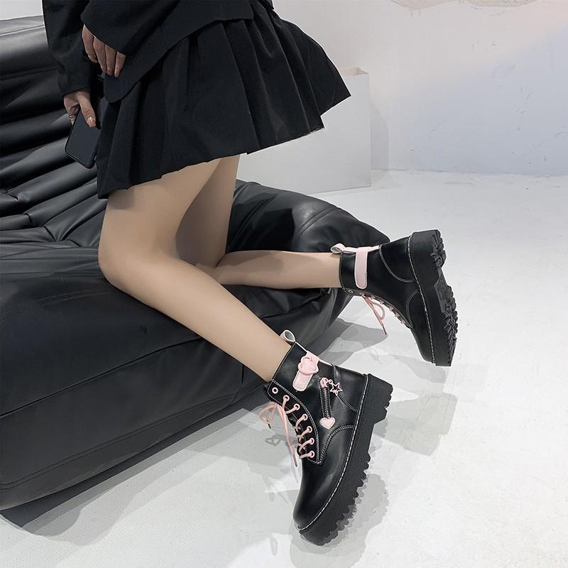 Women's Boots High Quality Women's Ankle Boots Round Toe Cute Leather Short Boots Comfortable High-top Women's Boot Botas Mujer