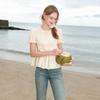 SanCai 100% Cotton Puff Sleeve Top
