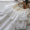 2025 Summer Korean Sweet Ruffle Tie-Up Bubble Sleeve Women's Top