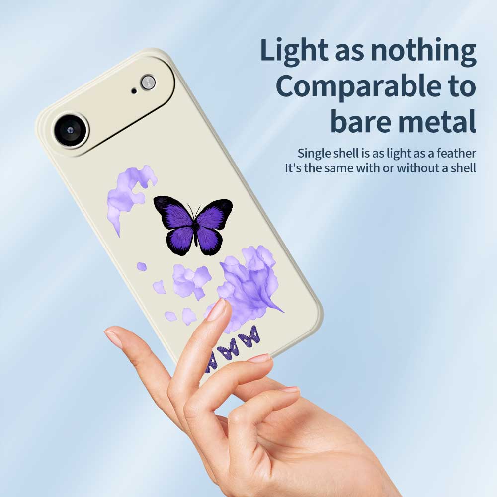For iPhone 17 Air Case Purple Butterfly Pattern Printing Straight Edge TPU Phone Back Cover