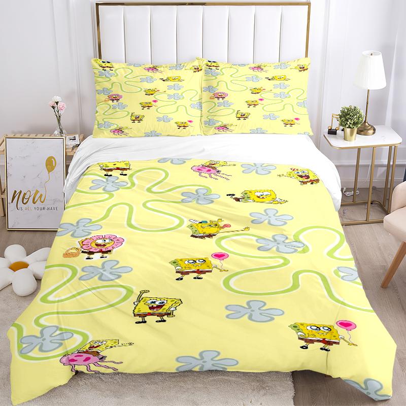 3Pcs Spongebob Squarepants Adventure Bedding Sets For All Sizes New 3D Printed Bed Cover Comforter Duvet Cover Pillowcase Bedroom Decoration