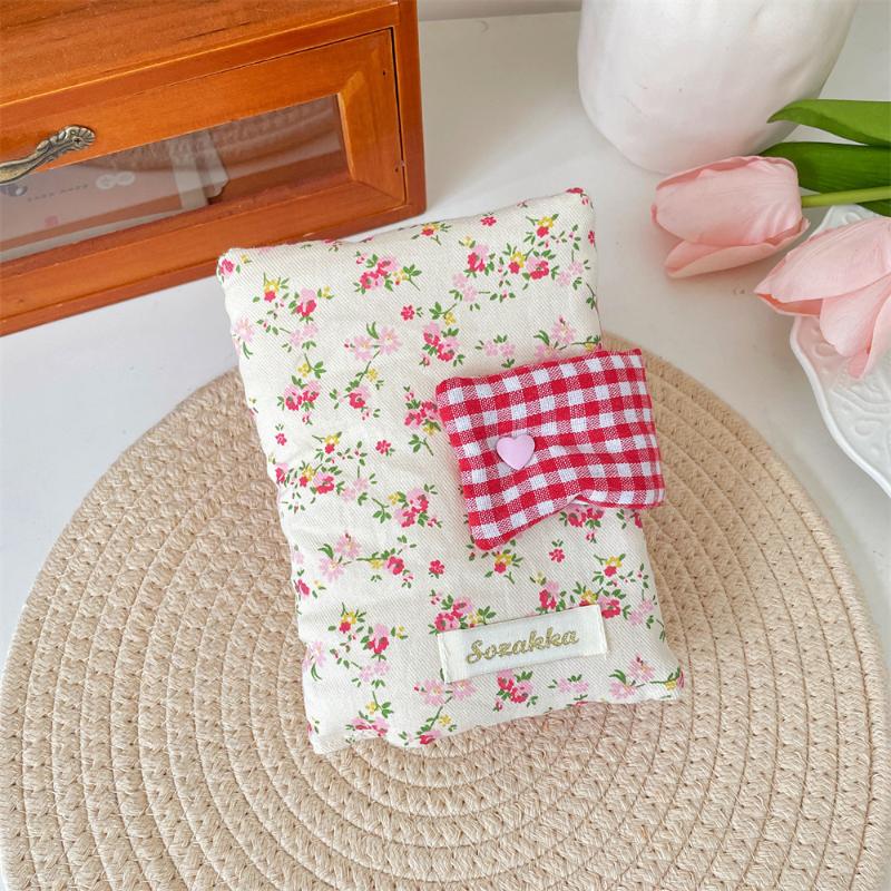 Sweet A6 Handmade Floral Print Jacket Book Cover Portable Ledger Notepad Diary Protective Case Book Storage Hanging Decoration