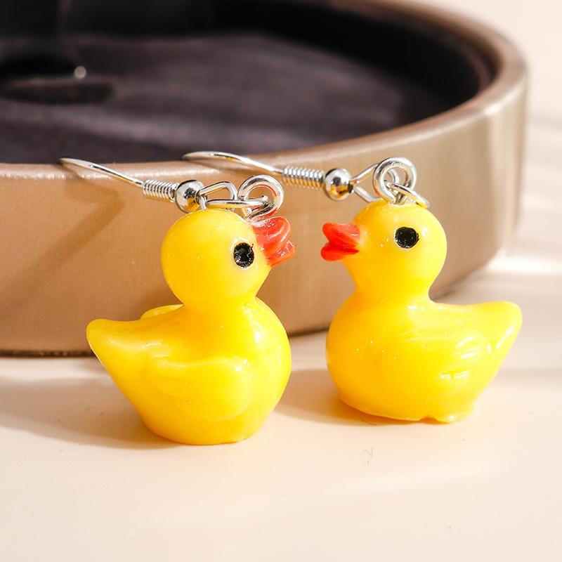 Süße Gelbe Enten Ohrringe Cartoon 3D Tier Ohrhaken Hängende Ohrringe für Damen Mädchen Party Feiertag Schmuck Geschenke