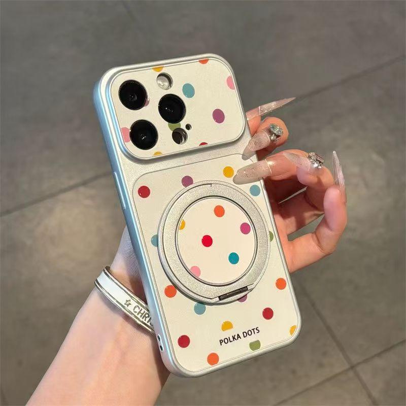 Full Screen Color Polka Dot Bracket Is Suitable for Iphone16promax Apple 17 Mobile Phone Case Electroplating Window Mobile Phone