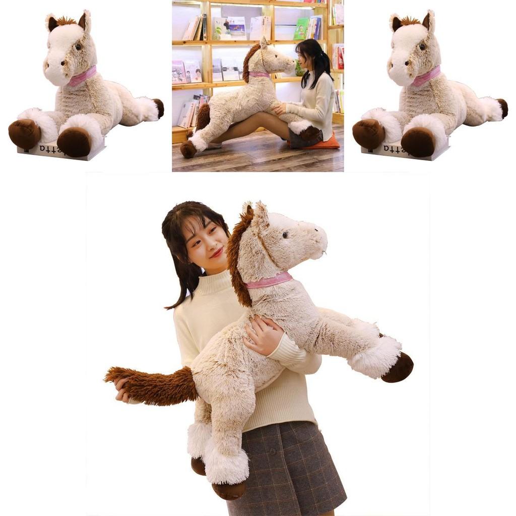Animal Plush Toy Large Brown Horse With Short Plush Fabric For Kids Room Decor