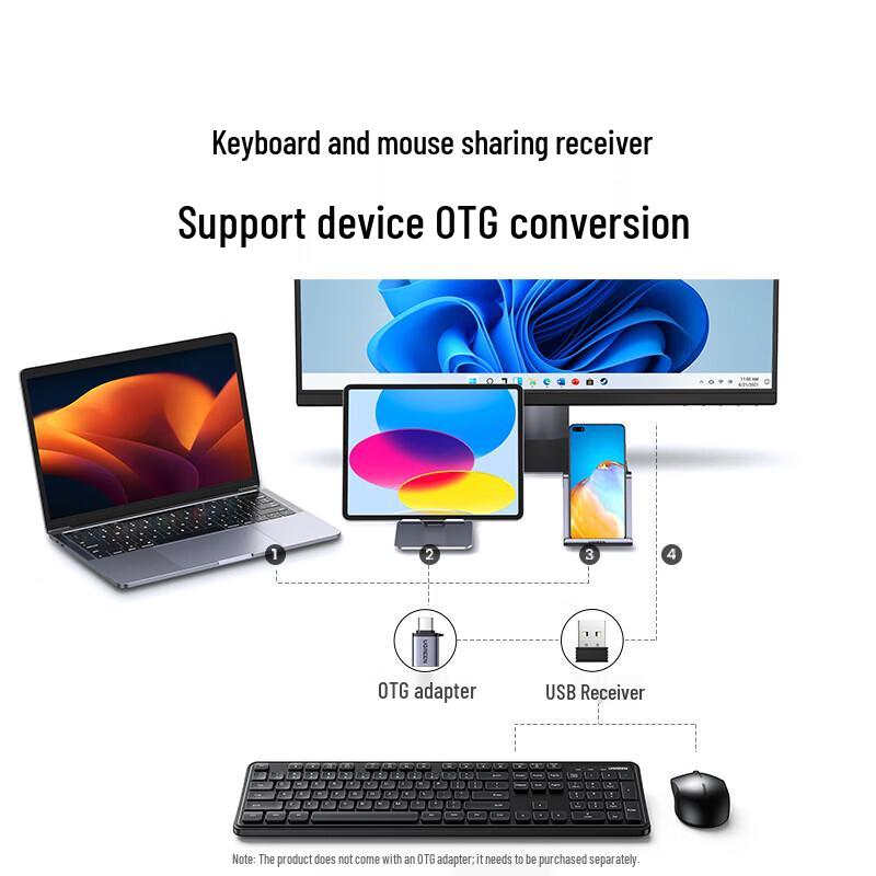 Ugreen MK331 Multi-Device Silent Wireless Keyboard and Mouse Combo