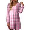 Women's Fashion Plaid Print V-Neck Long Sleeve Dress