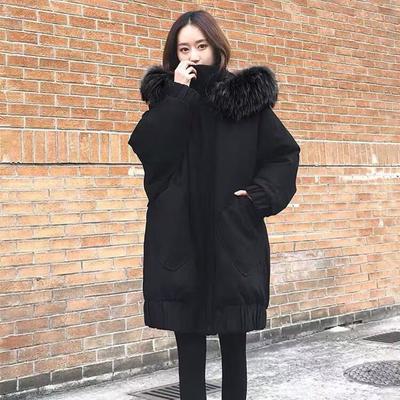 Schwarze warme Baumwolljacke in Übergröße für Damen, lockere Passform und verdickt für den Winter