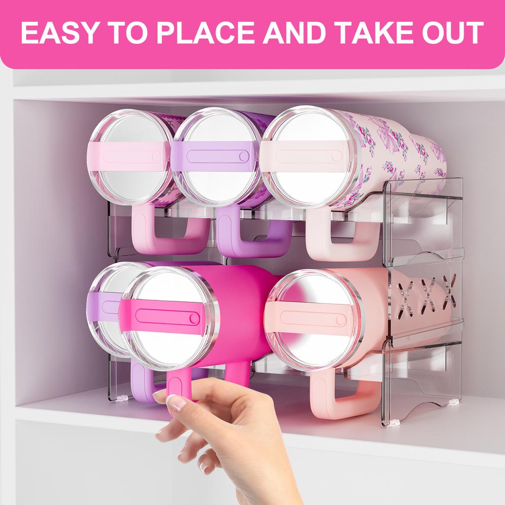 Tumbler Organizer For Stanley 40oz Water Bottle Organizer Stackable Beverage Rack Water Bottle Holder Cabinet Storage Shelf