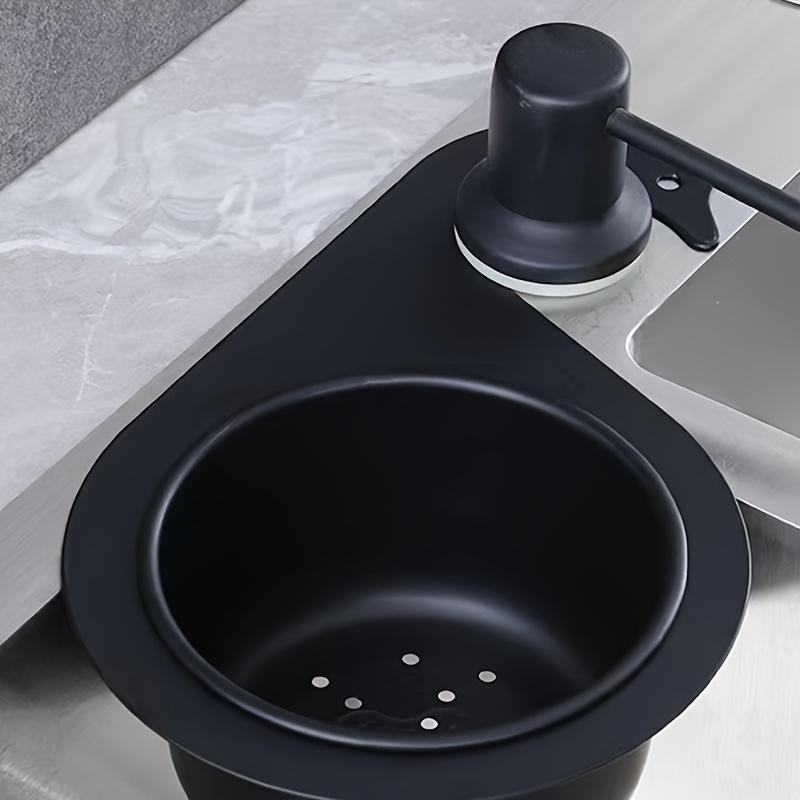 1pc Black Swan Stainless Steel Sink Strainer Basket, Modern Metal Faucet Hanging Corner Filter for Kitchen Waste, Durable Sink Organizer