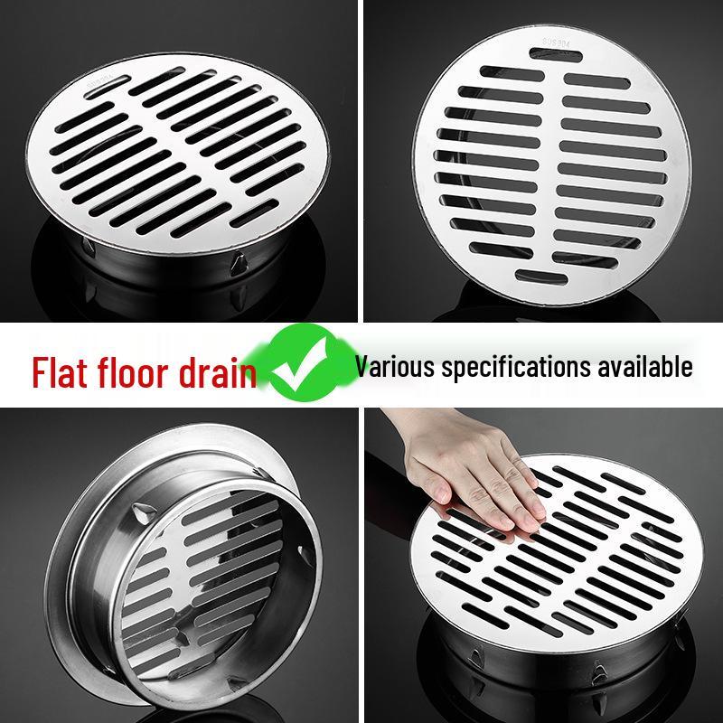 304 Thickened Stainless Steel Round Floor Drain Insert - Outdoor Anti-Clog Mesh Filter for Large Displacement
