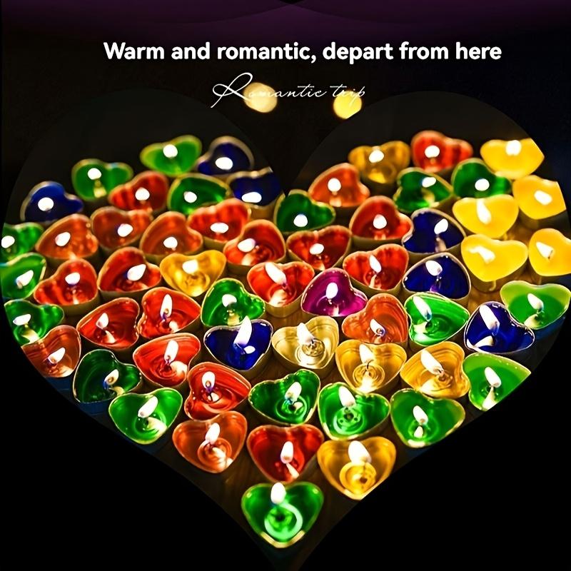 100pcs Heart-shaped candles for weddings, proposals, table decorations, birthday gifts, romantic atmosphere creation, holiday decorations, home