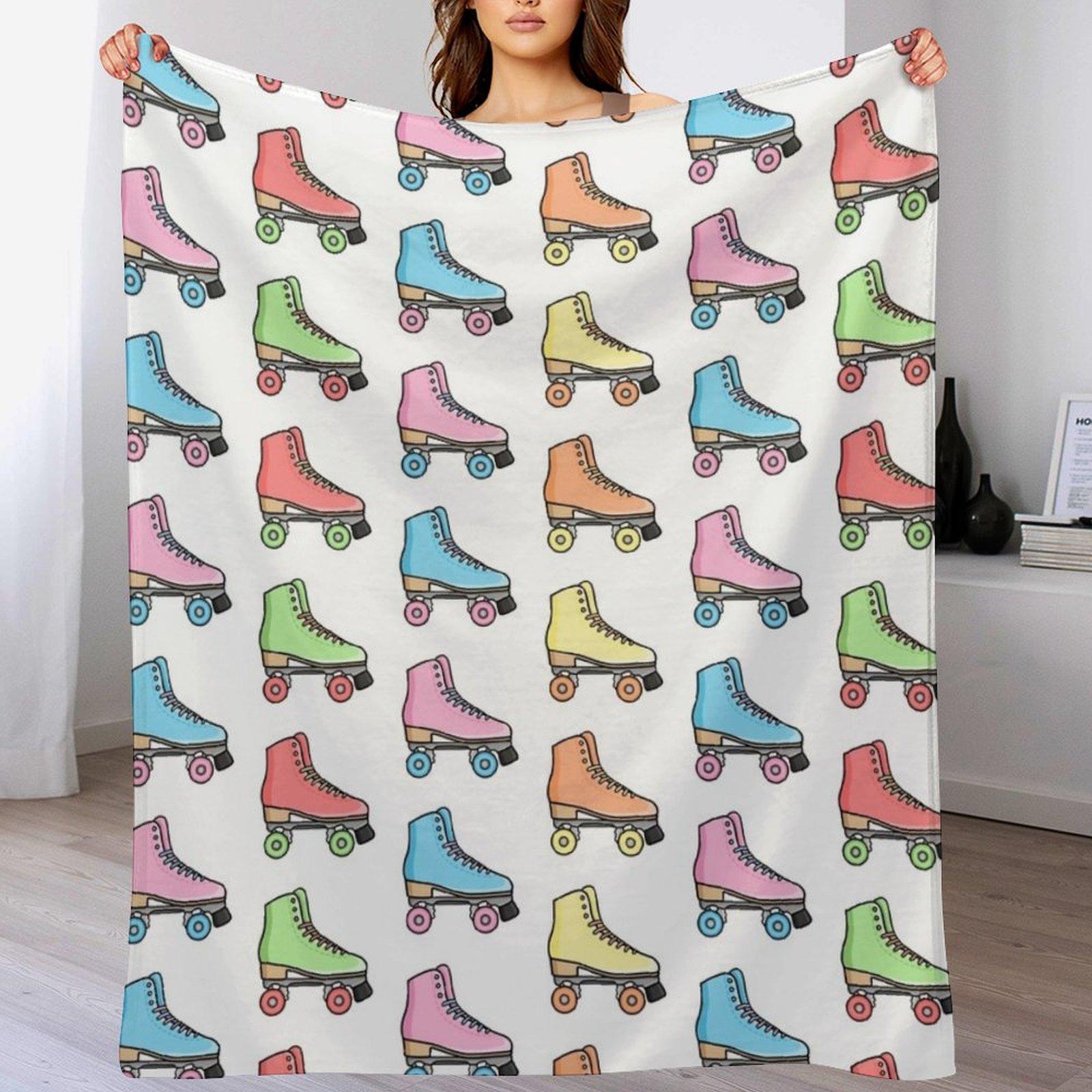 

Cute Colorful Roller Skates Throw Blanket Beach Plush Blankets 102x76cm(40x30in)