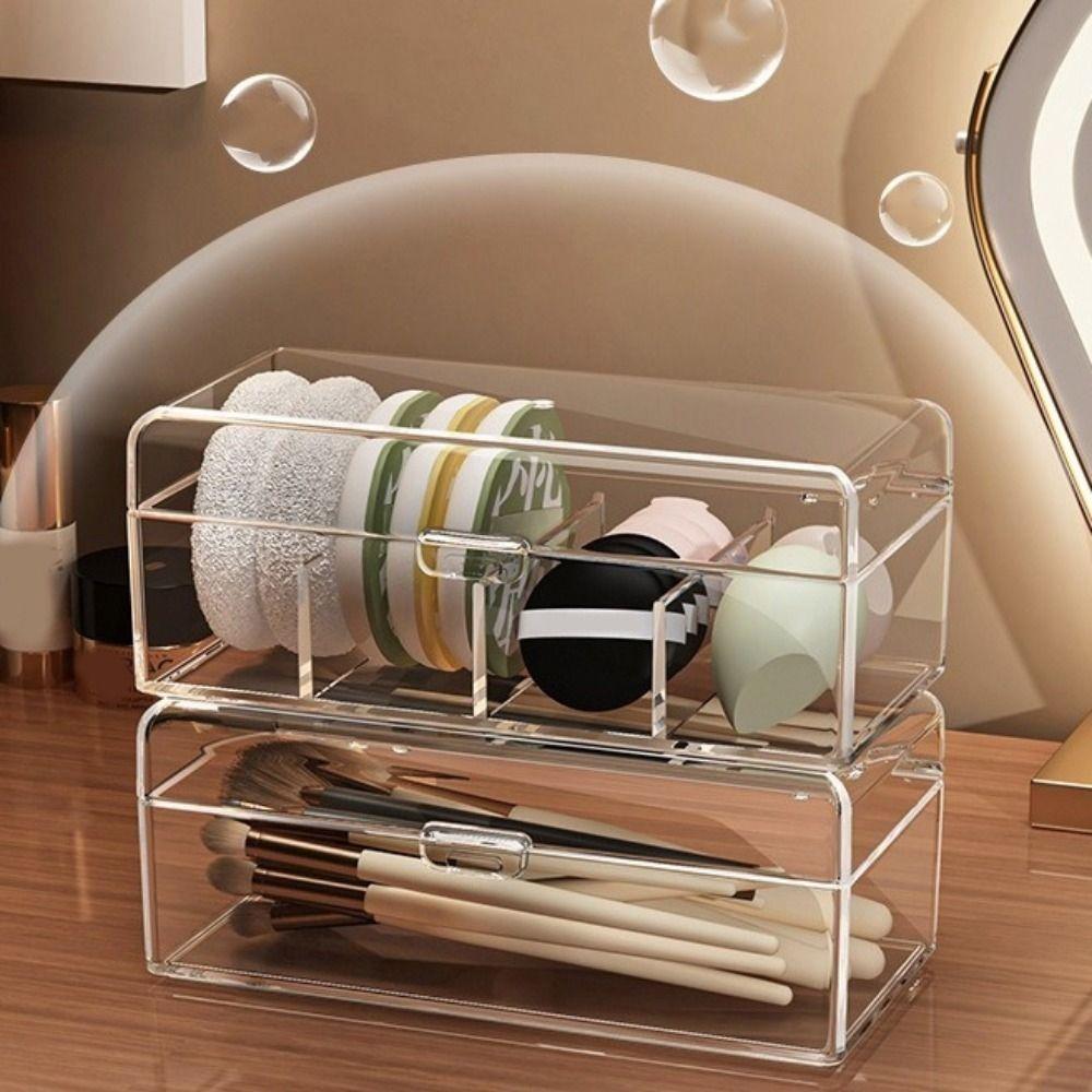 Plastic Transparent Storage Box Large Capacity Cosmetic Storage Box Makeup Brush Holder Bedroom