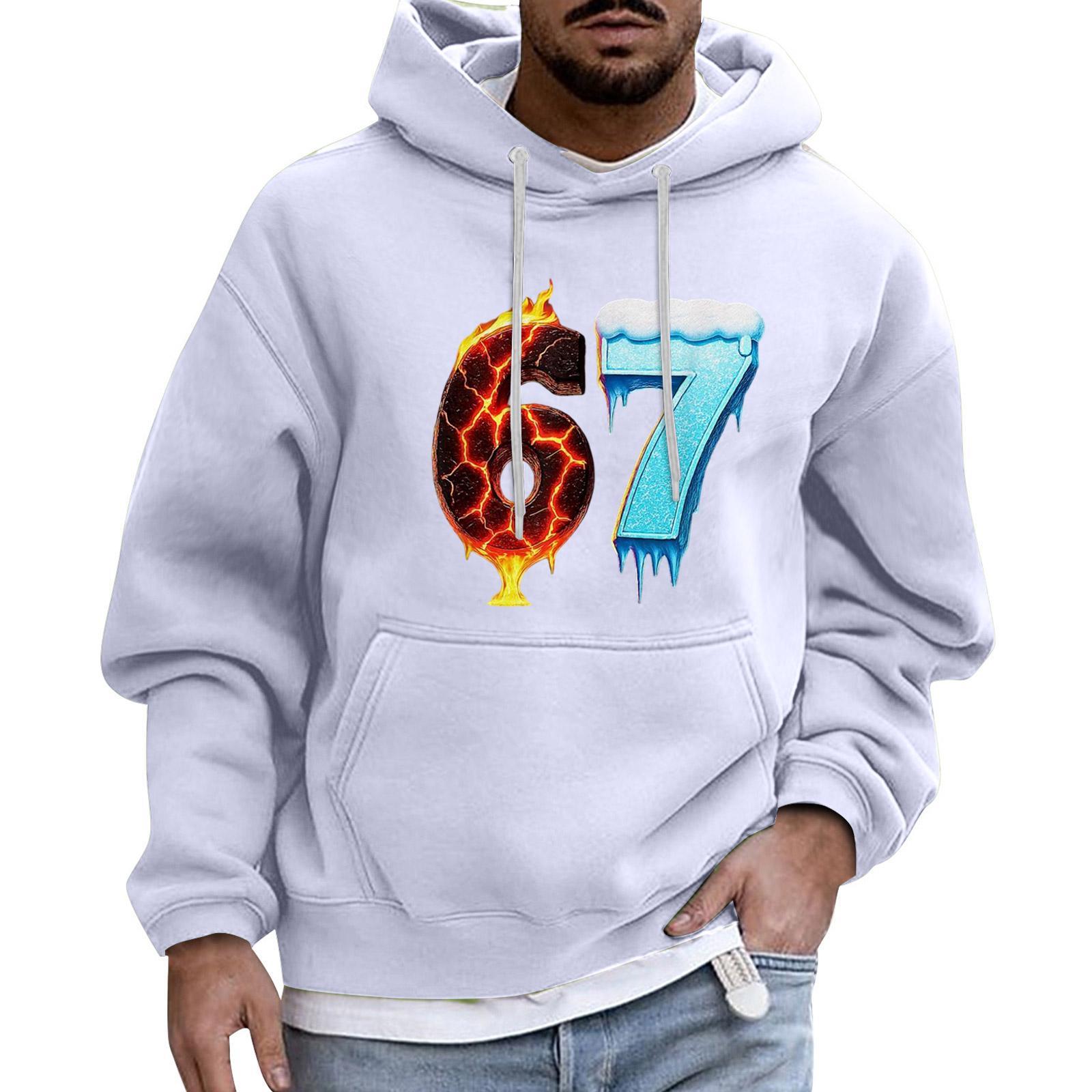 Мужской Спортивный Повседневный С Длинными Рукавами С Карманом Капюшон Толстовка XL белый