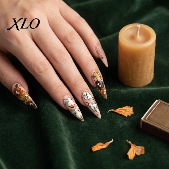 Nail Art Stickers Halloween Stickers, Ghost Flower Skull Spider Web Self-Adhesive DIY Decorations Manicure Decals, Supplies for Women Girls