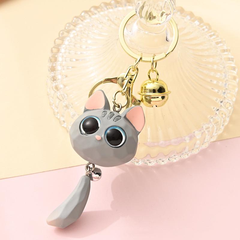 Tecknad Kreativ Storögd Katt Huvud Nyckelring Söt Anti-Förlust Katt Huvud Hänge Hållbar Utsökt 3D Nyckelring Par Hängande Tillbehör