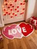 1PC Valentine's Day Heart-shaped Floor Mat - Soft, Anti-slip, with Red and Pink Heart-shaped Patterns and the Word "LOVE"