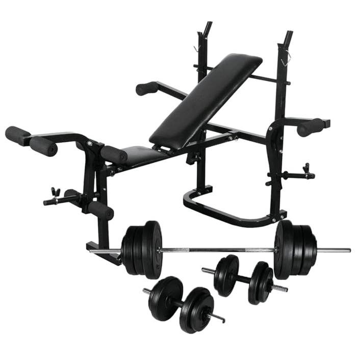Banc de musculation - vidaXL - 275363 - Pliable - 60,5 kg - Support de poids inclus