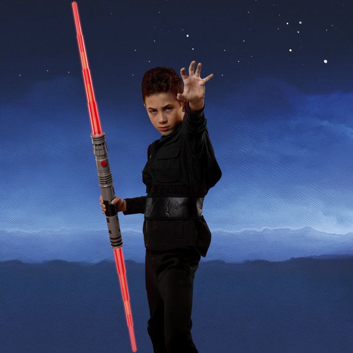 Sabre laser de Dark Maul à double lame électronique de Star Wars, sabre laser rouge sous licence officielle, convient aux déguisemen