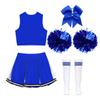 Set Cheerleader Scintillante per Bambine Top Corto a V a Righe Incrociate Gonna Pieghettata e Fiocco