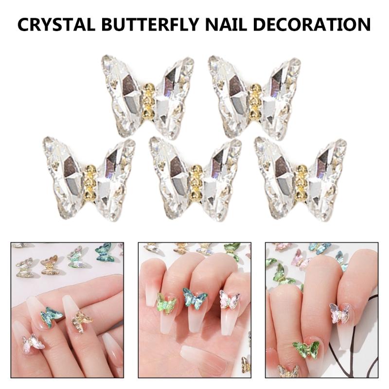 1Bag Butterfly Nail Charms Eye Catching Decorations with Rhinestones DIY Project Clothing Embellishment