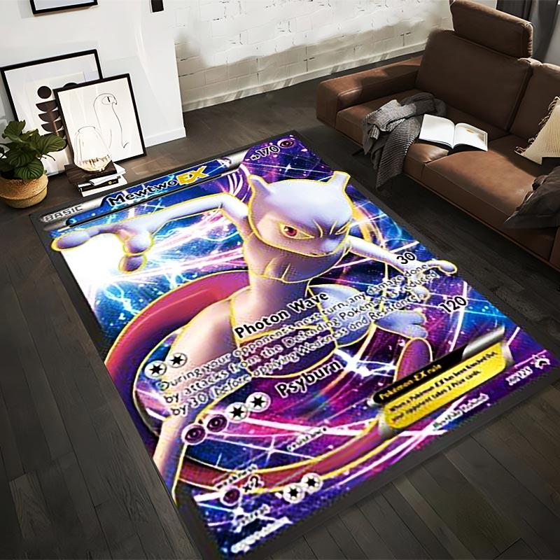

3D Cartoon Character Rug with Mewtwo Design, Gaming Theme Carpet Suitable for use as an anti-slip for living room bedroom sofas 40x60cm( 15x23in )