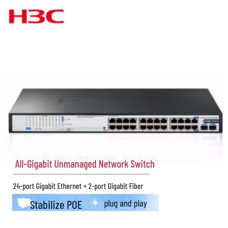 

H3C Mini S1226F-PWR 24-Port Gigabit PoE Unmanaged Switch