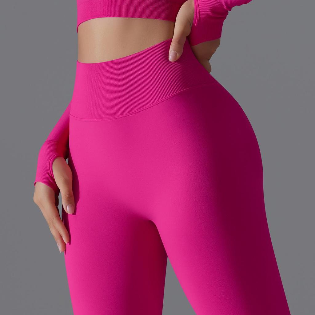 Seamless High-Waisted Yoga Pants with Peach Lift - Quick-Dry and Breathable for Running and Fitness