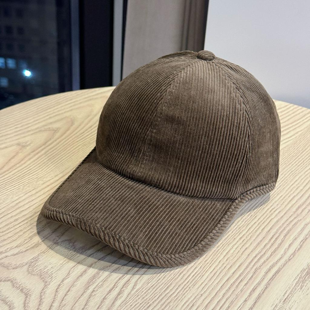 Autumn and Winter Fashionable and Versatile Thickened Corduroy Edged Adjustable Baseball Cap for Women Korean Version Solid Color Peaked Hat Trendy