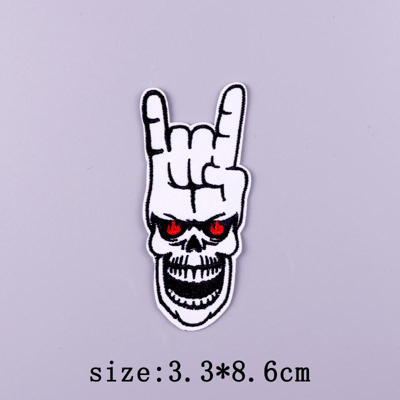 Punk Skull Patch Iron On Patches For Clothing Thermoadhesive Patches On Clothes Hippie Embroidered Patch For Clothes Hook Loop
