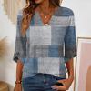 Womens 3/4 Length Sleeve Tunic Tops Casual V Neck Shirts Business Work Blouses
