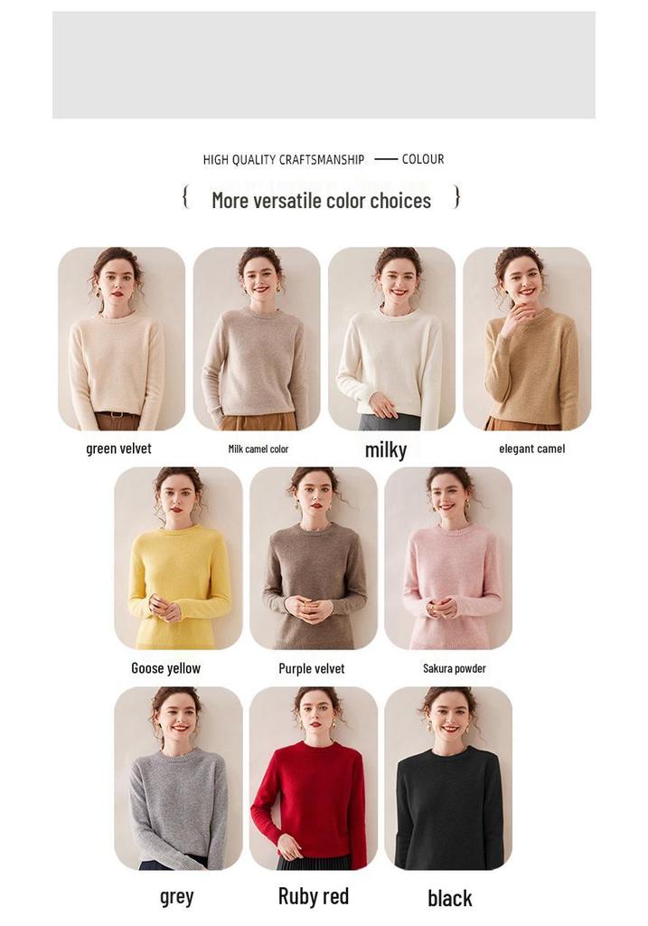 2025 Women's Autumn/Winter Cashmere Round Neck Double-Ply Thick Sweater - Loose, Versatile, Knit Base Layer