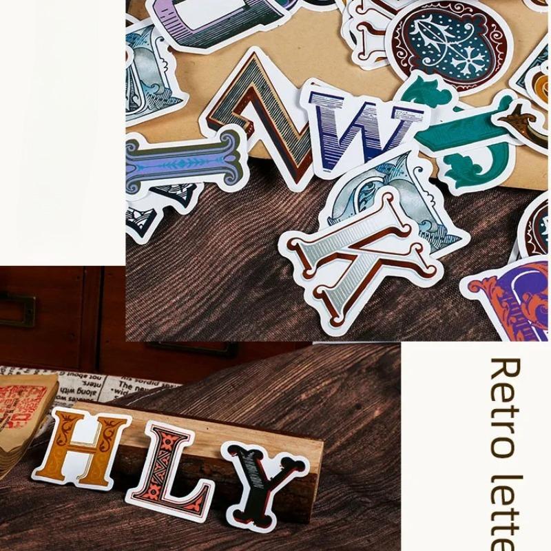 52pcs Vintage Letters Mini Box Stickers Scrapbooking Junk Journal Creative Stationery Decorative Sealing Stickers