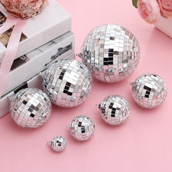 Silver Color Hanging Hole Mirror Balls Different Sizes Reflective Balls Christmas Tree Ornaments Home Decoration