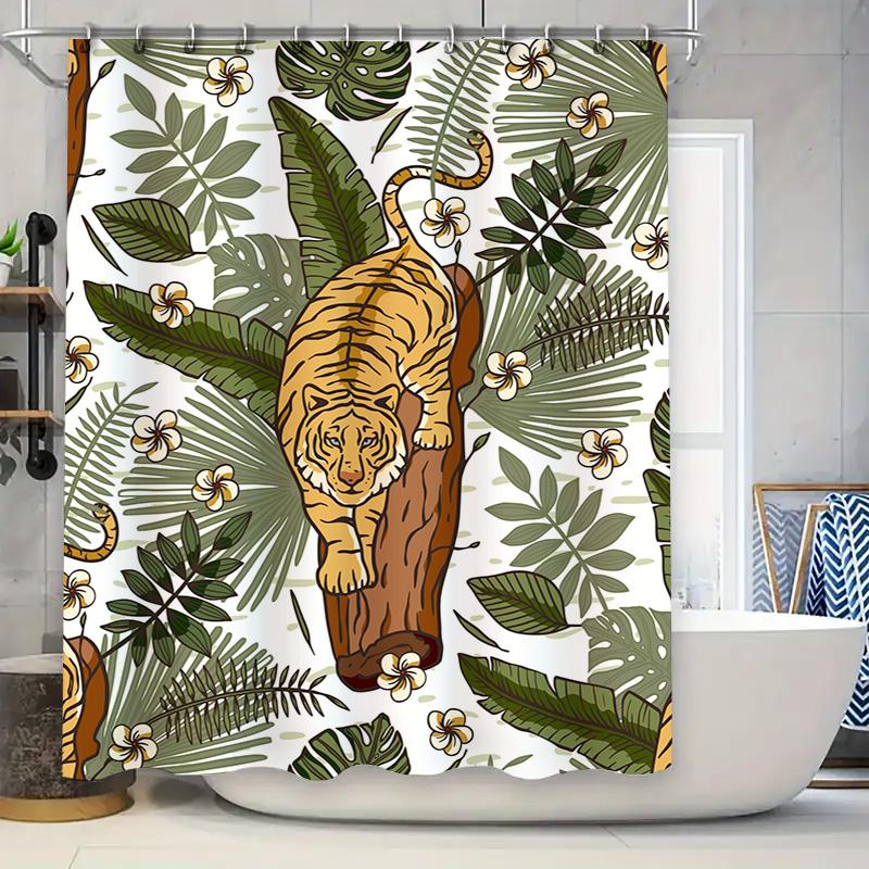 Animal Print Shower Curtain Jungle Tiger Design For Bathroom Decor 180X245Cm Polyester Fabric Waterproof Shower Panel Curtain Wi