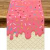 Pudodo Donut Table Runner Pink Dessert Themed Girls Birthday Party Decoration Ice Cream Kitchen Dining Room Home Decor